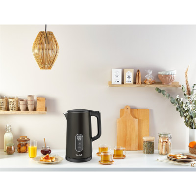 Tefal Електрочайник DIGITAL, 1,7л, з підвійними стінками, цифровий дисплей, сіро-чорний