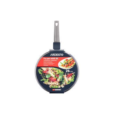 ARDESTO Сковорідка Gemini Gourmet з кришкою 26 см, сірий мармур, алюміній