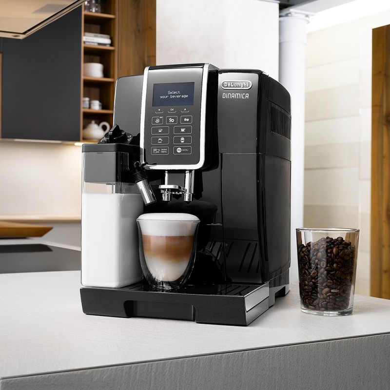 Delonghi Кавомашина Dinamica, 1.8л, зерно+мелена, автомат.капуч, авторецептів -4, чорний