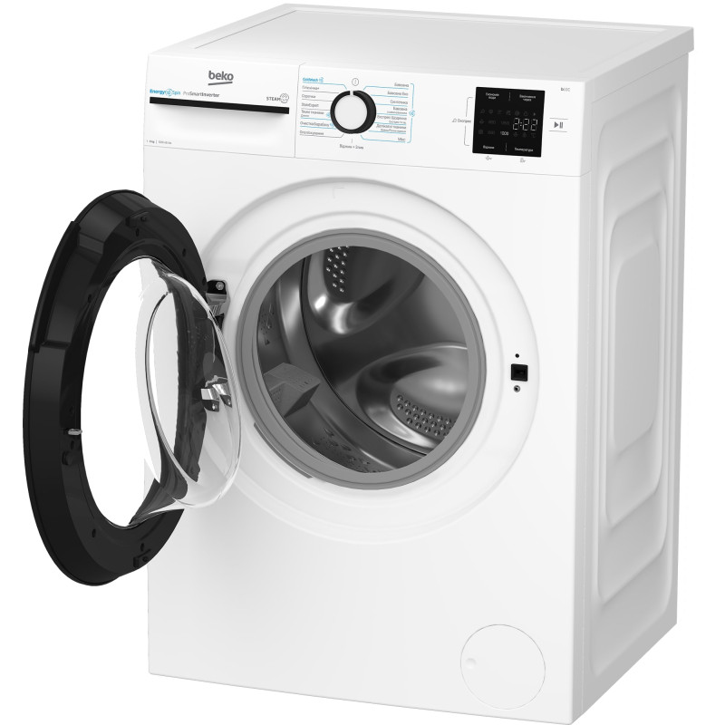 Beko Пральна машина фронтальна, 9кг, 1200, A+++, 55см, дисплей, інвертор, пара, білий