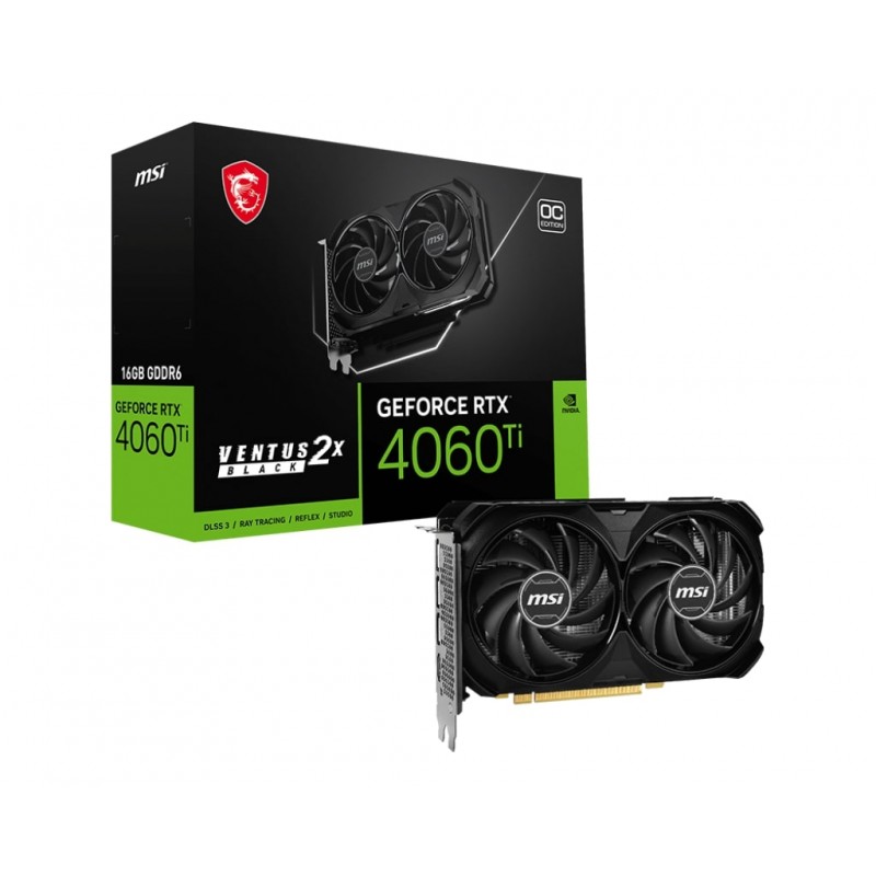 MSI Відеокарта GeForce RTX 4060 Ti 16GB GDDR6 VENTUS 2X OC BLACK