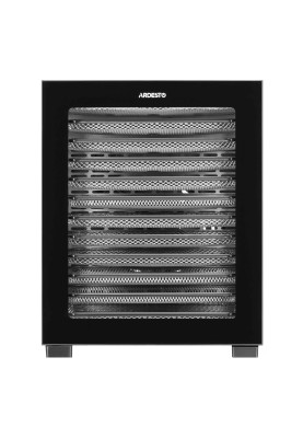 ARDESTO Сушарка для продуктів FDB-1242, 850Вт, піддонів -12x3см, макс-70°С, таймер, електр. управління, нерж., чорний
