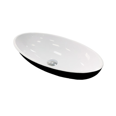 Adamant Раковина, умивальник ANDERE NEW, штучний камінь, овальна, без відвернення для змішувача та переливу, 590х295х130мм, врізний, чорно-білий