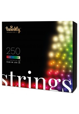 Twinkly Smart LED Гірлянда Twinkly Strings RGBW 250, Gen II, IP44, довжина 20м, кабель чорний