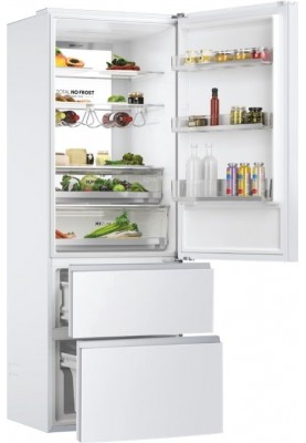 Haier Холодильник багатодверний, 200.6x70х67.5, холод.відд.-343л, мороз.відд.-140л, 3дв., А++, NF, інв., дисплей, зона нульова, білий (скло)