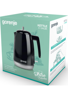 Gorenje Електрочайник 1.7л, Strix контроль, чорний