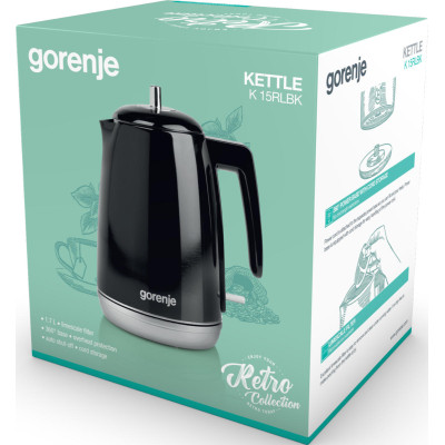Gorenje Електрочайник 1.7л, Strix контроль, чорний