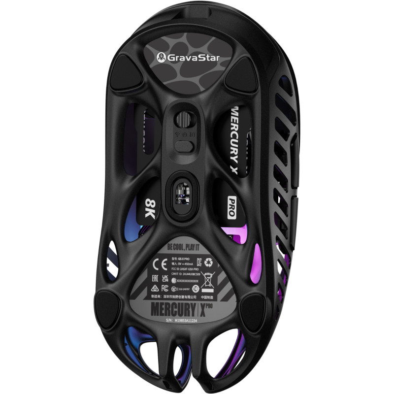 GravaStar Миша Mercury X Pro, 8K, BT/WL/USB-A, RGB, чорний