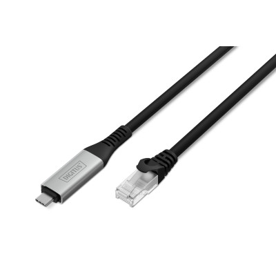 Digitus Кабель DIGITUS Ethernet USB-C - RJ45 CAT 6A S/FTP, 1 Gbit/s, 3m, LSZH