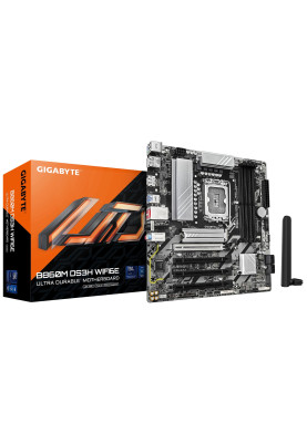 Gigabyte Материнська плата B860M DS3H WIFI6E s1851 B860 4xDDR5 M.2 Wi-Fi BT HDMI DP mATX