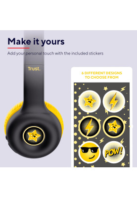 Trust Навушники On-ear Nouna Kids, Wireless, Mic, Чорний