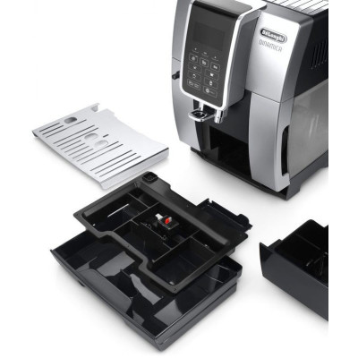 Delonghi Кавомашина, 1.8л, зерно+мелена, автомат.капуч, авторецептів -10, підігрів чашок, кофемолка, чорно-срібний