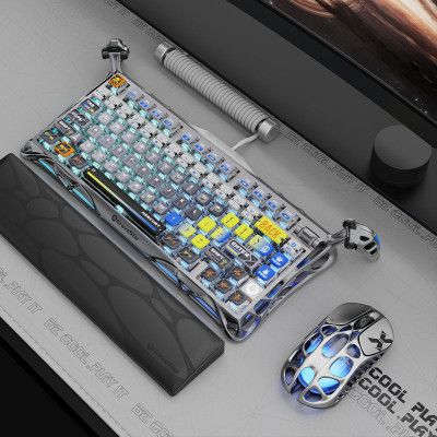 GravaStar Клавіатура механічна Mercury K1 Pro 80keys, GravaStar x Kailh Speedy Mint, BT/WL/USB, RGB, Interstellar Silver