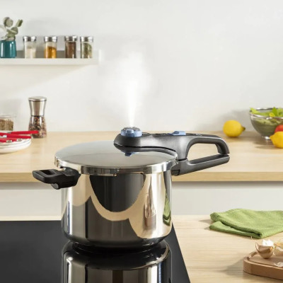 Tefal Скороварка Tefal Secure Trendy, 6л, з паровим кошиком, нержавіюча сталь, пластик