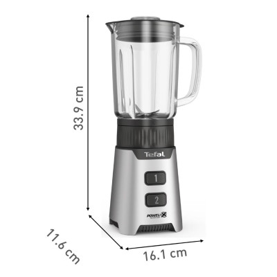 Tefal Блендер стаціонарний Minimix Glass 400Вт, чаша-700мл, ємність для смузі to go, скло, сірий