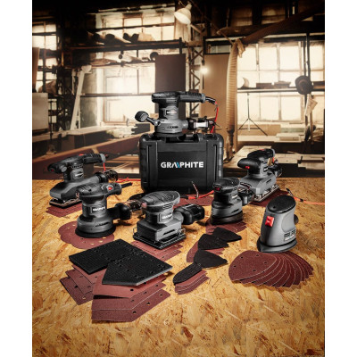 Graphite Шліфмашина вібраційна Delta 105Вт платформа 140х140х97 24000кол·хв 0.87кг Graphite Шліфмашина вібраційна Delta 105Вт платформа 140х140х97 24000кол·хв 0.87кг