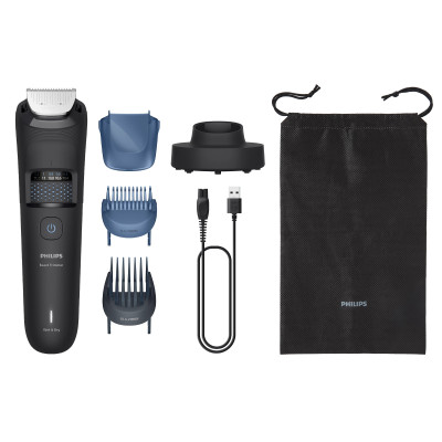 Philips Тример Philips Series 5000, для бороди і вусів, акум., сталь, чорний