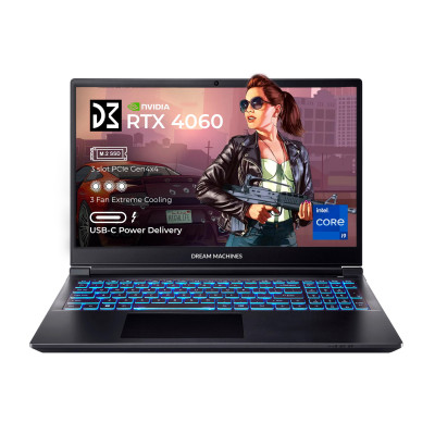 Dream Machines Ноутбук RG4060-15 15.6FHD IPS, Intel i9-14900HX, 32GB, F1TB, NVD4060-8, DOS, чорний