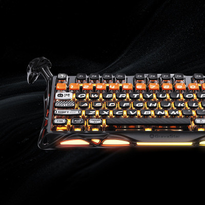 GravaStar Клавіатура механічна Mercury K1 Pro 80keys, GravaStar x Kailh Speedy Mint, BT/WL/USB, RGB, CyberFlare