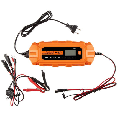 Neo Tools Зарядний пристрій автоматичний, 10А/160Вт, 3-200Ач, для автомобільних акум. AGM/GEL