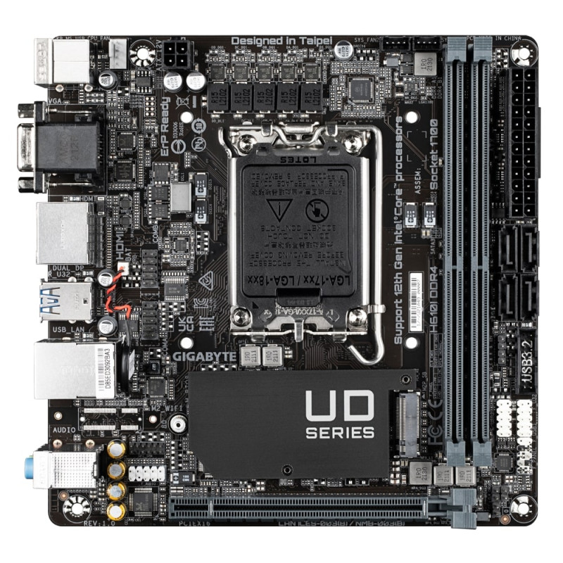 Gigabyte Материнська плата H610I DDR4 s1700 H610 2xDDR4 M.2 HDMI D-Sub mITX
