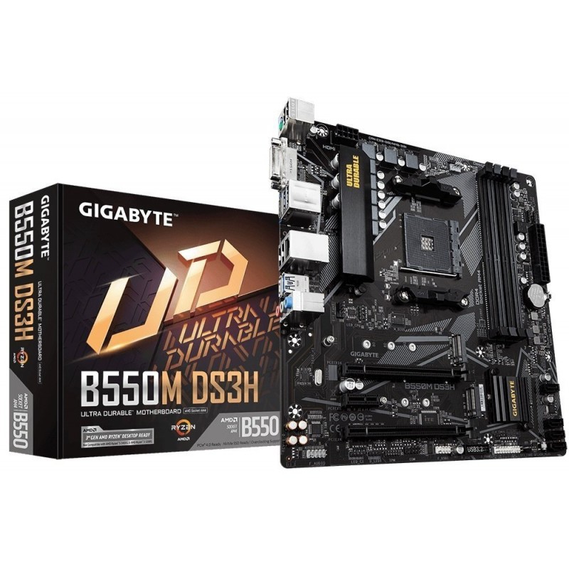 Gigabyte Материнська плата B550M DS3H sAM4 B550 4xDDR4 M.2 HDMI DVI mATX