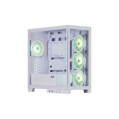 2E Gaming Корпус Fantom GK701W без БЖ 2xUSB3.0, 1xUSBType-C, 4x120мм ARGB, VGA 400мм, LCS ready, контролер з пультом, TG Side/Front Panel, mATX, білий