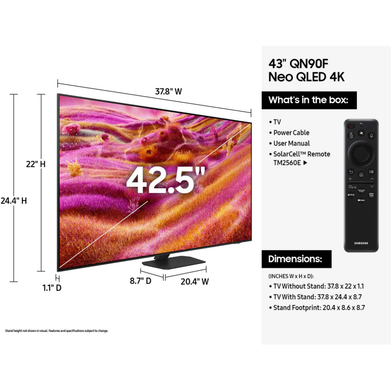 Samsung Телевізор 43" NeoQLED 4K 120Hz (Up to 165Hz) Smart Tizen Black