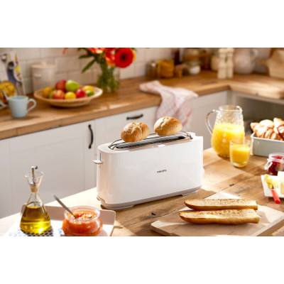 Philips Тостер Daily Collection, 1000Вт, пластик, 1 відділення, білий