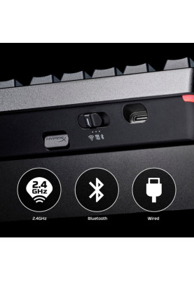 HyperX Клавіатура механічна Alloy Rise 75key, Red, USB-A/WL/BT, EN/UA, RGB, чорний