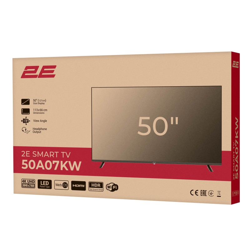 2E Телевізор 50" LED 4K 60Hz Smart WebOS Black