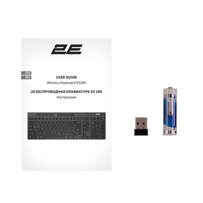 2E Клавіатура мембранна KS280 120key, WL/BT, EN/UK/RU, silent, чорно-сіра