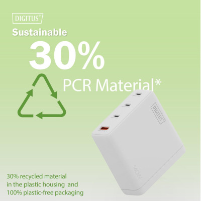 Digitus Зарядний пристрій GaN 3хUSB-C, 1хUSB-A, 140W