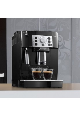 Delonghi Кавомашина, 1.8л, зерно+мелена, авторецептів -6, підігрів чашок, кофемолка, подача гар. води, чорний