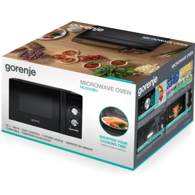 Gorenje Мікрохвільова піч, 20л, хутро. керув., 800Вт, дисплей, чорний