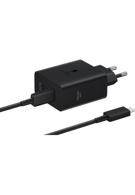 Samsung Зарядне пристрій мережевий 50Вт 2xUSB-С, кабель USB-C > USB-C, 1.8м, чорний