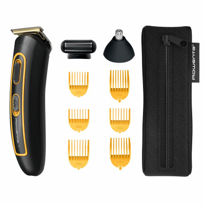 Rowenta Тример Rowenta Sport Collection, для голови, носа, вух і тіла, мережа+акум., роторний мотор, насадок-8, чохол, титан.напил., чорно-жовтий