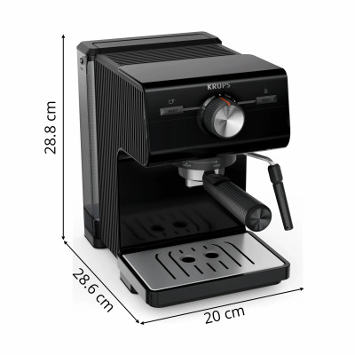 Krups Кофеварка ріжкова Authentic C50 2л, мелена, ручний капучинатор, 15 бар, чорний