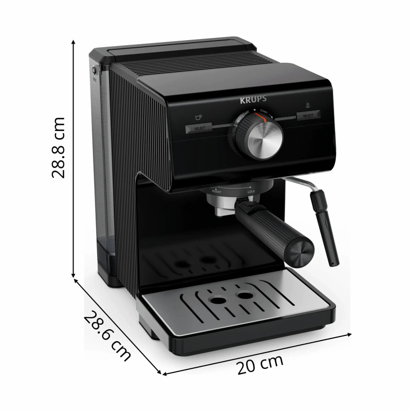 Krups Кавоварка ріжкова Authentic C50 2л, мелена, ручний капучинатор, 15 бар, чорний