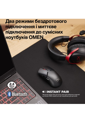 HyperX Миша Pulsefire SAGA PRO, RGB, USB-A/WL/BT, чорний