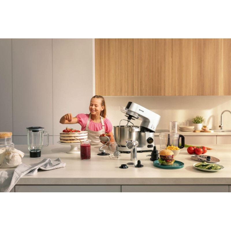 Gorenje kitchen machine 1000W, cup-iron, case-iron, nozzles-7, silver+black