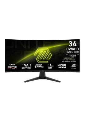 MSI Монітор 34" MAG 346CQ 2x HDMI, DP, Audio, VA, 3440x1440, 21:9, 180Hz, 1ms, sRGB 100%, CURVED, AdaptiveSync