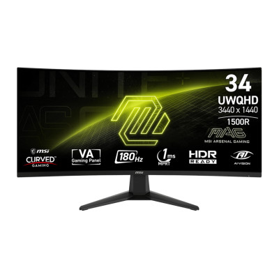 MSI Монітор 34" MAG 346CQ 2x HDMI, DP, Audio, VA, 3440x1440, 21:9, 180Hz, 1ms, sRGB 100%, CURVED, AdaptiveSync