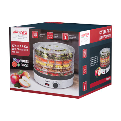 ARDESTO Сушарка для продуктів FDB-5320, 245Вт, піддонів -5x3см, діаметр-32см, макс-70°С, рег.темп, пластик , білий ARDESTO Сушарка для продуктів FDB-5320, 245Вт, піддонів -5x3см, діаметр-32см, макс-70°С, рег.темп, пластик , білий