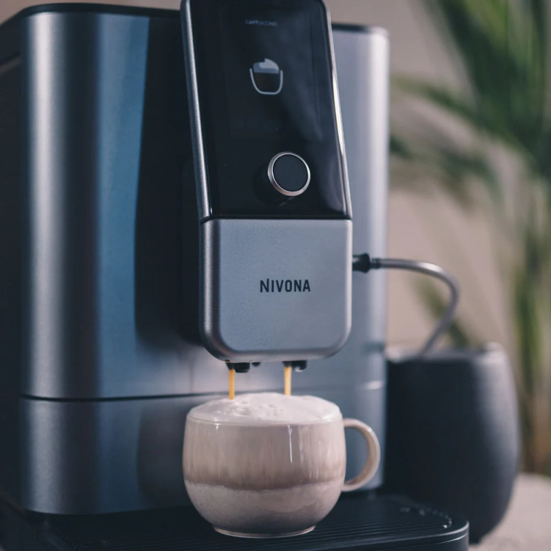 Nivona Кавомашина Nivona CafeRomatica, 1.8л, зерно+мелена, автомат.капуч, дисплей, авторецептів -9, пригот, холодної кави, перлинно-блакитний