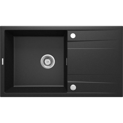 Deante Мийка кухонна Eridan, граніт, прямокутник, з крилом, 860х500х209мм, чаша - 1, накладна, металічний графіт