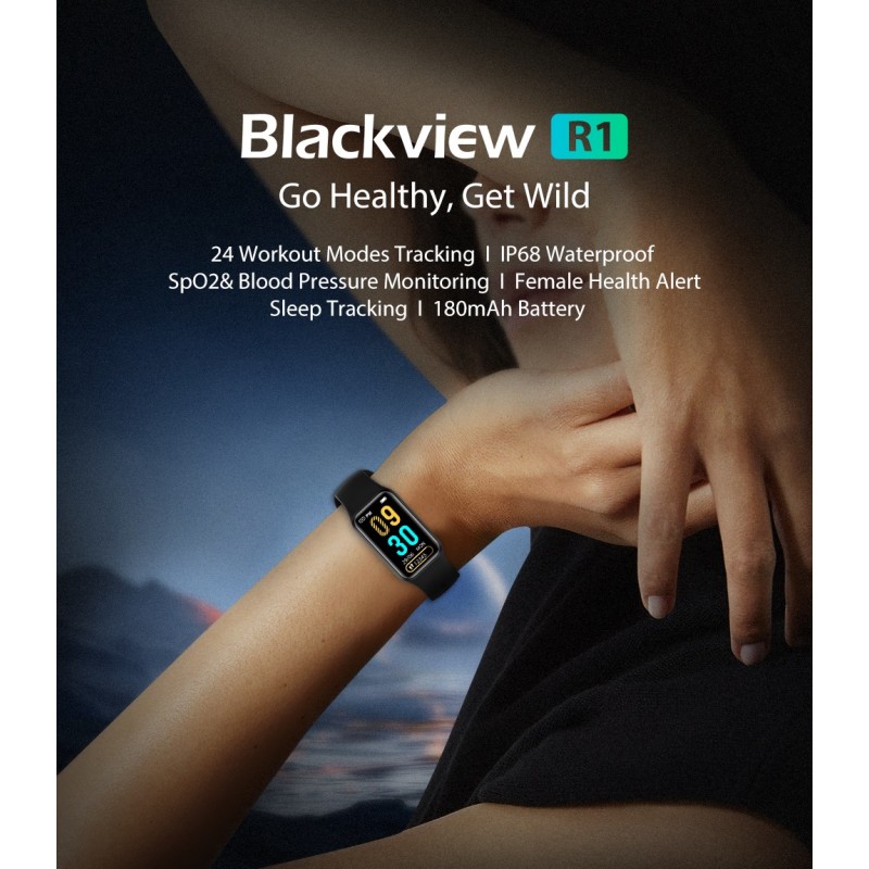Blackview Смарт-годинник R1 42мм, 1.47", 172*320, TFT, BT 5.0, 384KB, чорний