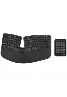 Microsoft Клавіатура мембранна Sculpt Ergonomic + NumPad 89+20key, WL, EN/UA, чорний