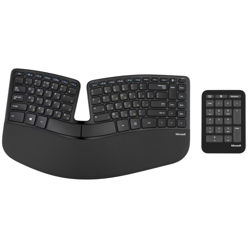 Microsoft Клавіатура мембранна Sculpt Ergonomic + NumPad 89+20key, WL, EN/UA, чорний