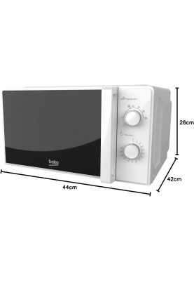 Beko Мікрохвильова піч, 20л, мех.керув., 700Вт, білий